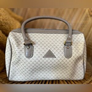 Vintage Liz Claiborne tote Structured Cream and Taupe Satchel Handbag